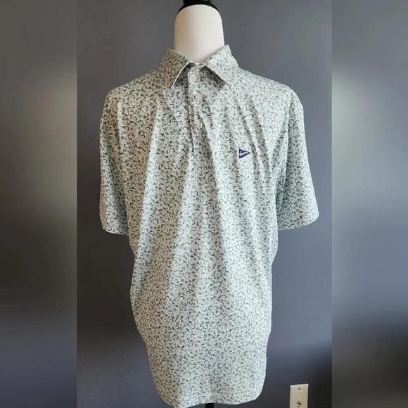 Men's Green Patterned Polo Shirt - Picture 1 of 5